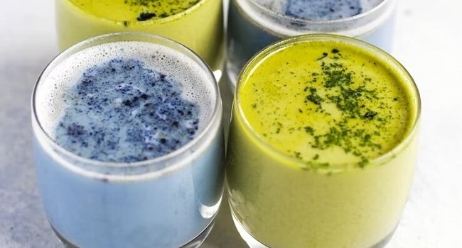 зеленая и голубая матча